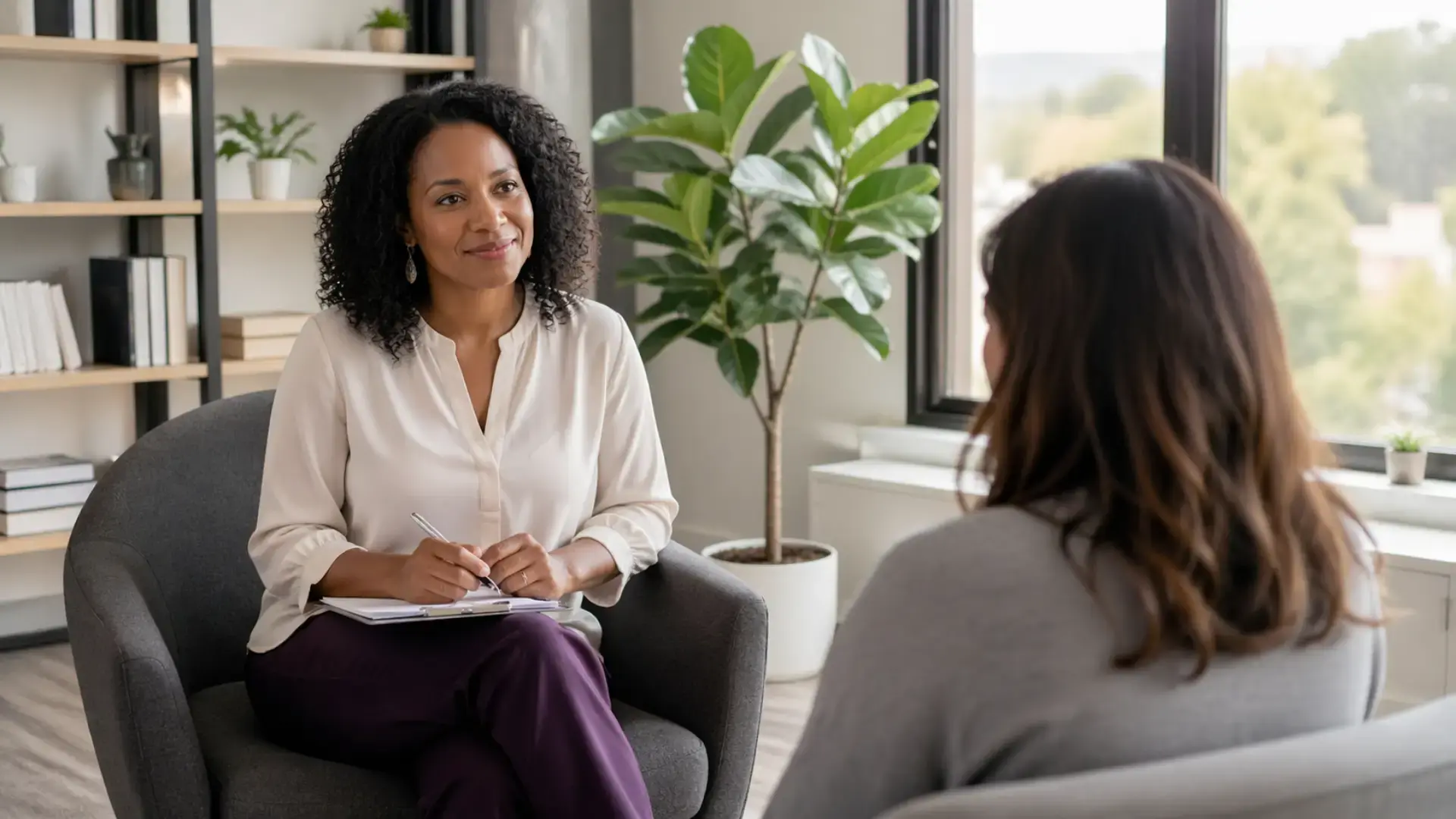Calm therapy session in natural light Understanding EMDR Certiciation Blog Trauma Therapist Institute